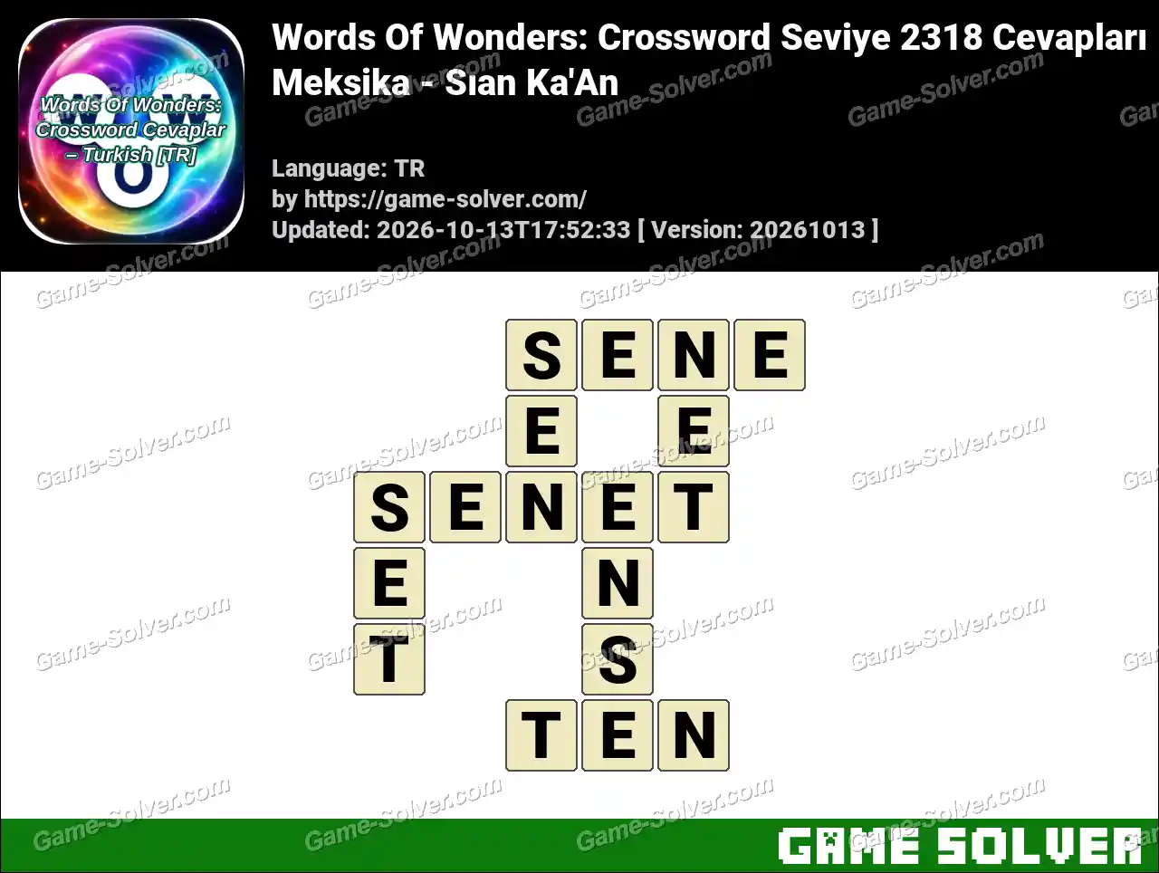 Words Of Wonders: Crossword Seviye 2318 Cevapları – Meksika – Sıan Ka’An